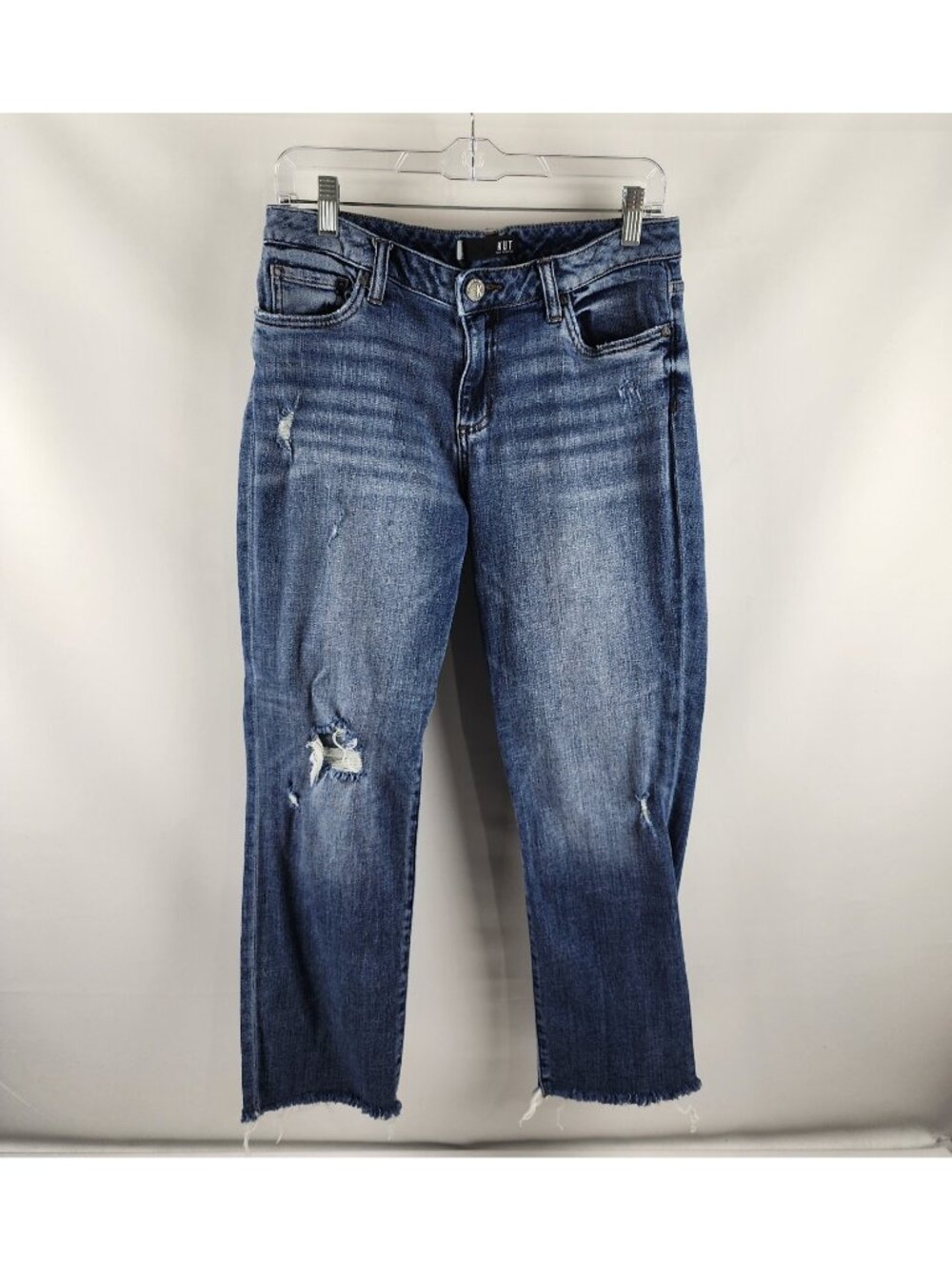 KUT FROM THE KLOTH Jeans Womens 8 Blue Reed Ankle Straight Leg Distress (29x26)